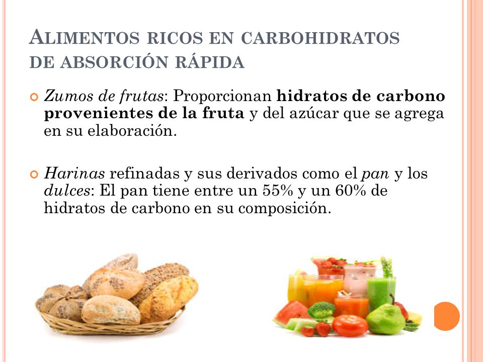 lista de hidratos de carbono de absorcion lenta